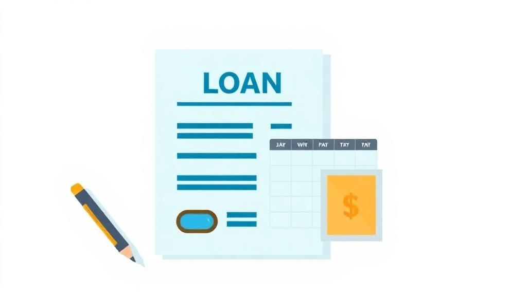 Pool loan calculator illustration of a pool financing document with a monthly payment schedule