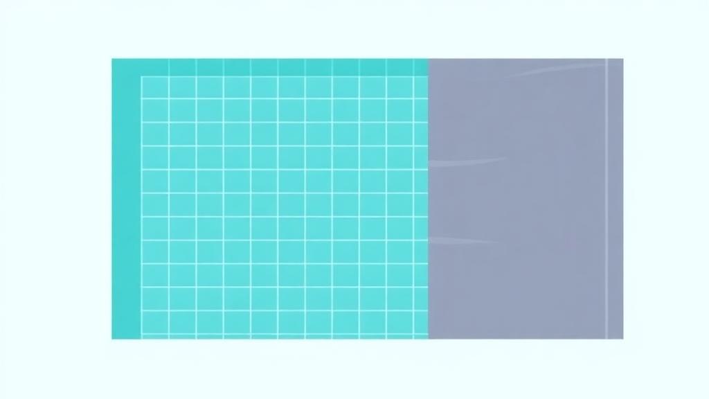 Pool surface area calculator diagram with a grid of square feet across the water surface